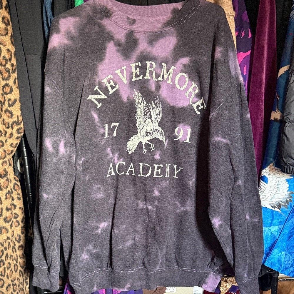 Nevermore Academy Tie-Dye Sweatshirt - Purple & Black